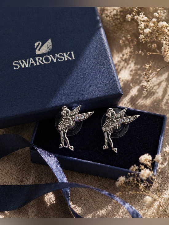 Swarovski Jewelry - Disney Tinker Bell Swarovski Crystal Earrings, Silver Tone, 2g Pair